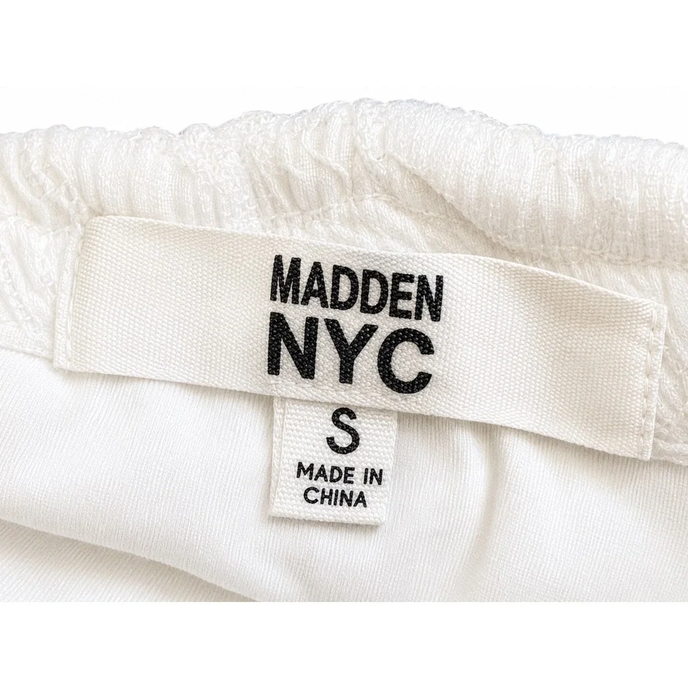 Madden NYC Lace Dress Women Small White Excellent Chevron Halter Wrap Skirt